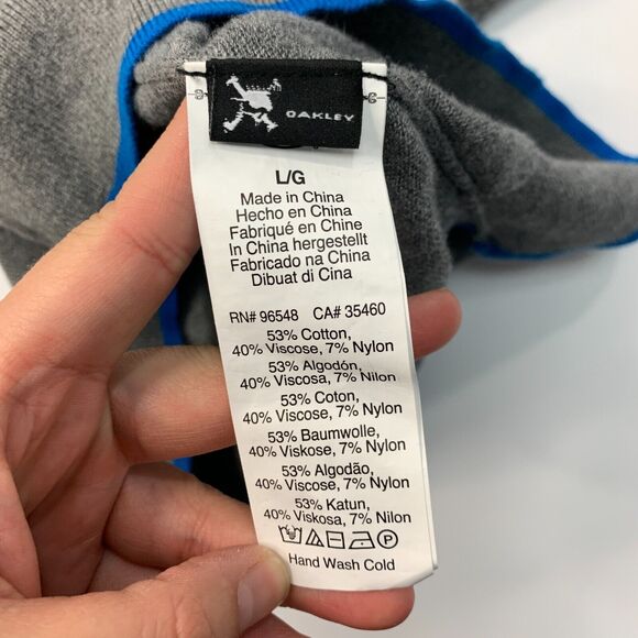 Oakley Sweater Mens L Large Gray Tailored Fit V Neck Pullover Cotton Blend Prep - Picture 9 of 14